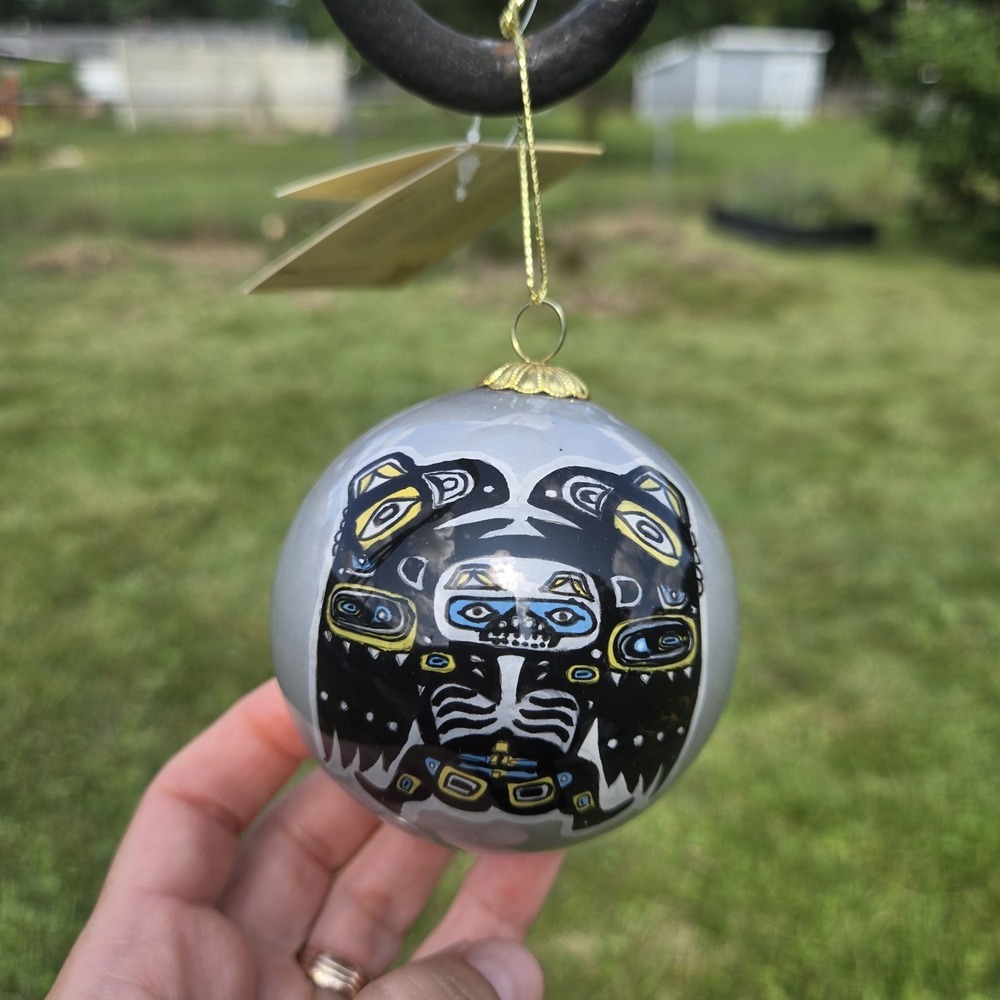 Andy Everson Oscardo Round Christmas Ornament Chilkat Print